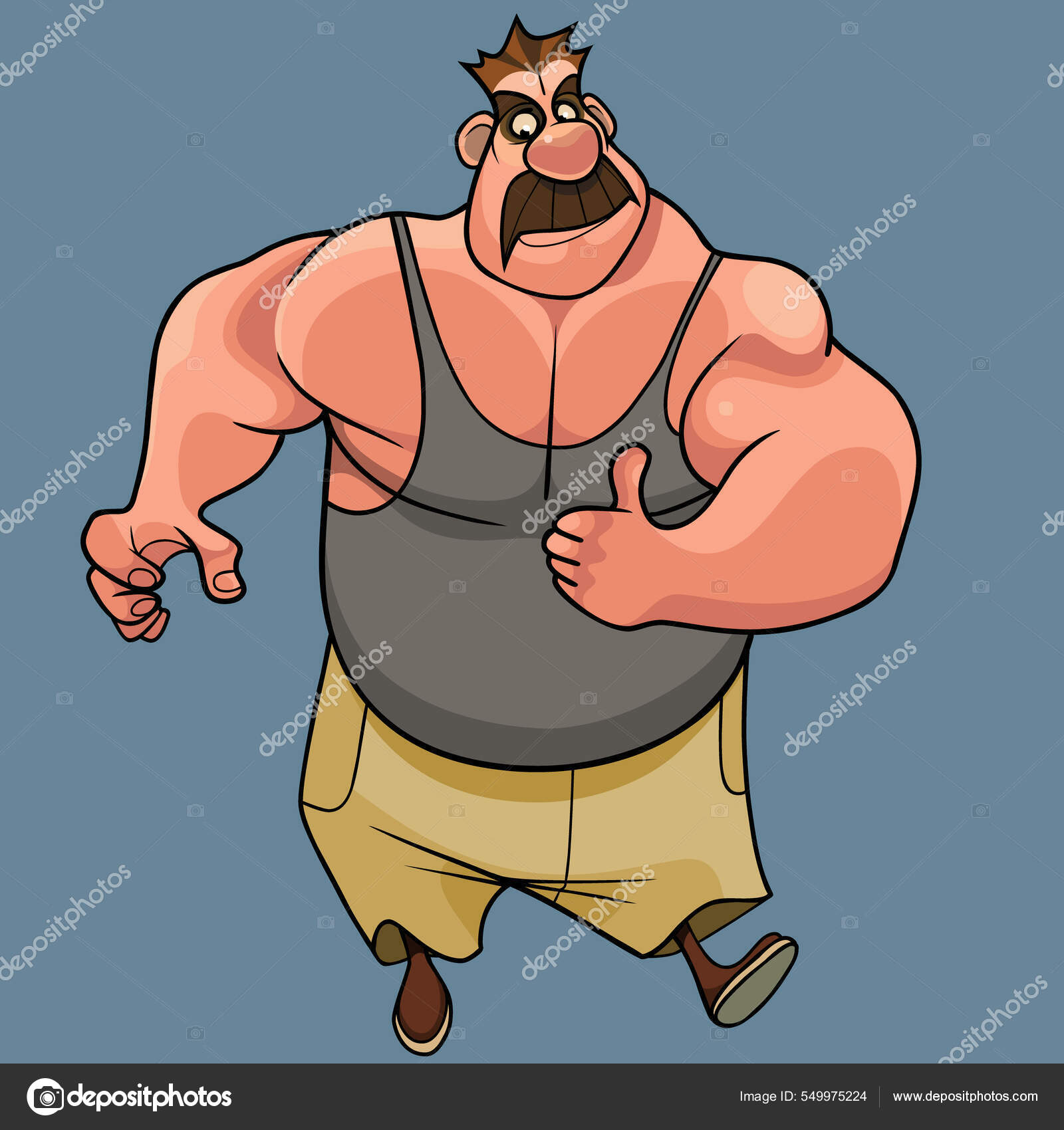 depositphotos 549975224 stock illustration cartoon mustachioed muscular man bodybuilder